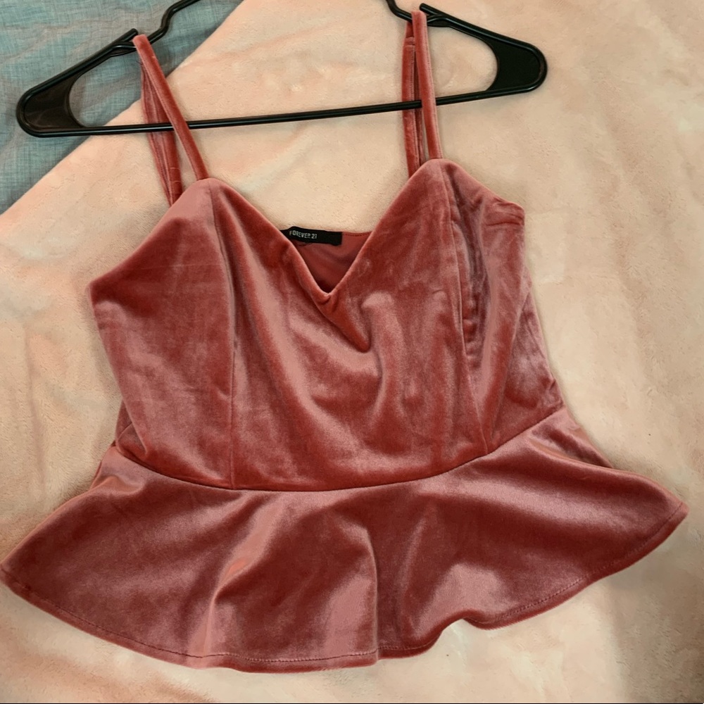 Cropped pink suede top